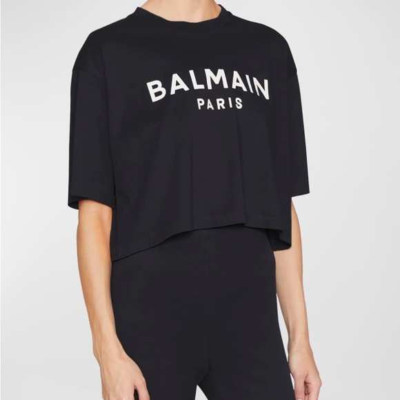 Balmain logo print crop T-shirt - Picture 5 of 6